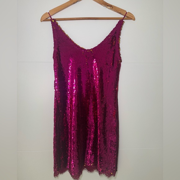 Free People Mini Pink Sequin Dress (XS) - Picture 2 of 5